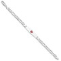 14K WG Medical Soft Diamond Shape Red Enamel Figaro Link ID Bracelet