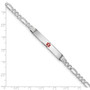 14K White Gold Medical Red Enamel Figaro Link ID Bracelet