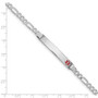 14K White Gold Medical Red Enamel Figaro Link ID Bracelet