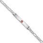 14K White Gold Medical Red Enamel Figaro Link ID Bracelet