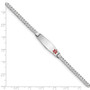 14K WG Medical Soft Diamond Shape Red Enamel Flat Curb Link ID Bracelet