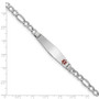 14K WG Medical Soft Diamond Shape Red Enamel ID w Semi-Solid Figaro Bracel