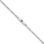 14K WG Medical Soft Diamond Shape Red Enamel ID w Semi-Solid Figaro Bracel