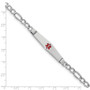 14K WG Medical Soft Diamond Shape Red Enamel ID w Semi-Solid Figaro Bracel