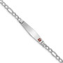 14K WG Medical Soft Diamond Shape Red Enamel ID w Semi-Solid Figaro Bracel