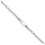 14K WG Medical Soft Diamond Shape Red Enamel ID w Semi-Solid Figaro Bracel