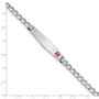 14k WG Medical Soft Diamond Shape Red Enamel ID w Semi-Solid Cuban Bracele