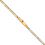 14k Medical Soft Diamond Shape RedEnamel Semi-Solid Figaro Link ID Bracelet