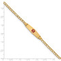 14k Medical Soft Diamond Shape Red Enamel ID with Semi-Solid Cuban Bracelet