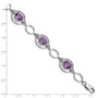 Sterling Silver Rhodium-plated Amethyst Open Link Bracelet