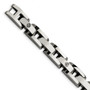 Stainless Steel w/ 14k White Gold Accents & Diamonds 8.5in Bracelet