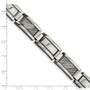 Stainless Steel Textured & Polished w/Diamonds 8.5in Bracelet