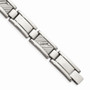 Stainless Steel Textured & Polished w/Diamonds 8.5in Bracelet