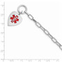 Sterling Silver Rhodium Engraveable Enamel Heart Medical ID Bracelet