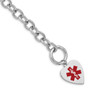 Sterling Silver Rhodium Engraveable Enamel Heart Medical ID Bracelet