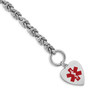 Sterling Silver Rhodium Engraveable Enameled Heart Medical ID Bracelet