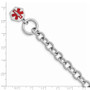 Sterling Silver Rhodium Engraveable Enamel Hexagon Medical ID Bracelet