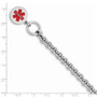 Sterling Silver Rhodium Engraveable Enamel Disc Medical ID Bracelet