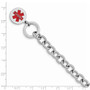 Sterling Silver Rhodium Engraveable Enamel Disc Medical ID Bracelet