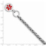 Sterling Silver Rhodium Engraveable Enamel Disc Medical ID Bracelet