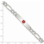 Sterling Silver Polished Medical Figaro Anchor Link ID Bracelet