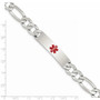 Sterling Silver Polished Medical Figaro Anchor Link ID Bracelet