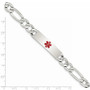 Sterling Silver Polished Medical Figaro Anchor Link ID Bracelet