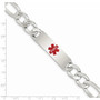 Sterling Silver Polished Medical Figaro Anchor Link ID Bracelet