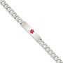 Sterling Silver Polished Medical Curb Link ID Bracelet