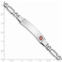 Sterling Silver Rhodium-plated Medical ID Figaro Link Bracelet