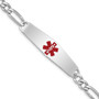 Sterling Silver Rhodium-plated Medical ID Figaro Link Bracelet