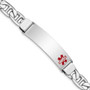 Sterling Silver Rhodium-plated Medical ID Bracelet w/Anchor Link