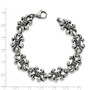 Stainless Steel Polished and Antiqued Fleur de Lis Bracelet