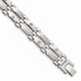 Stainless Steel w/14k White Gold Accents & Diamonds 8.5in Bracelet