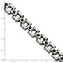 Stainless Steel Polished & Black Diamonds 8.5in Bracelet