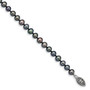 Sterling Silver Rhod-plated 5-6mm Black FWC Pearl Bracelet