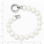 Sterling Silver Rhodium-plated 9-10mm White FWC Pearl CZ Fancy Bracelet