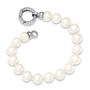 Sterling Silver Rhodium-plated 9-10mm White FWC Pearl CZ Fancy Bracelet