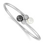 Sterling S Majestik Rh-pl 8-9mm Blk/Wht Imitat Shell Pearl CZ Flex Bangle