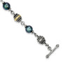 Sterling Silver w/14k FW Cultured Black Pearl Bracelet