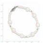 14K WG 5-9mm White Near Round Freshwater Cultured Pearl Bead Bracelet