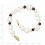 14K White Freshwater Cultured Pearl Faceted 4.0 Garnet Bead Bracelet