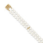 14k 5-6mm White Near Round FW Cultured Pearl 2-strand Bracelet