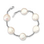 Sterling Silver Rhod-plated 12-13 Coin FWC Pearl 6 Stat Bracelet