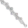 Sterling Silver Rhd-plt 7-9mm Grey FWC Pearl Plastic Bead Bracelet