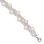 Sterling Silver Rhd-plt 7-9mm Pink FWC Pearl Plastic Bead Bracelet