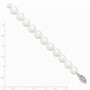 Sterling Silver Rhodium 9-10mm White FW Cultured Pearl Bracelet