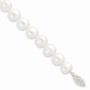 Sterling Silver Rhodium 9-10mm White FW Cultured Pearl Bracelet