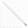 Sterling Silver Rhodium 7-8mm White Freshwater Cultured Pearl Bracelet