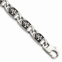 Stainless Steel Polished/Antiqued Fleur de Lis Bracelet